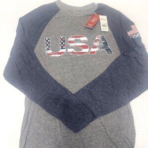 Team USA Apparel Heather Grey Raglan Medium Tee Team USA Olympics NBC Studio New